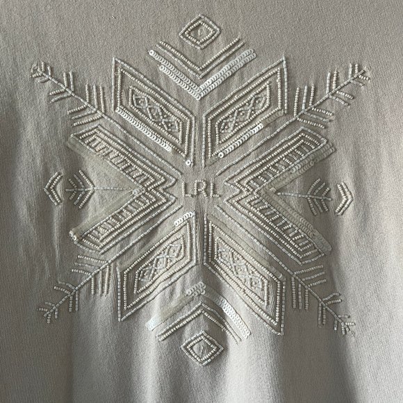 Lauren Ralph Lauren French Terry Beaded Embossed Crew Neck Sweatshirt Size Small - Picture 2 of 5